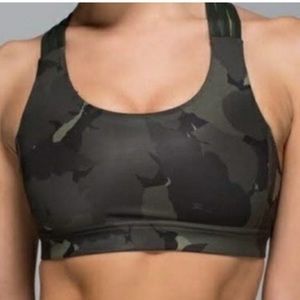 Lululemon All Sport Bra Camo RARE Strappy Olive 8
